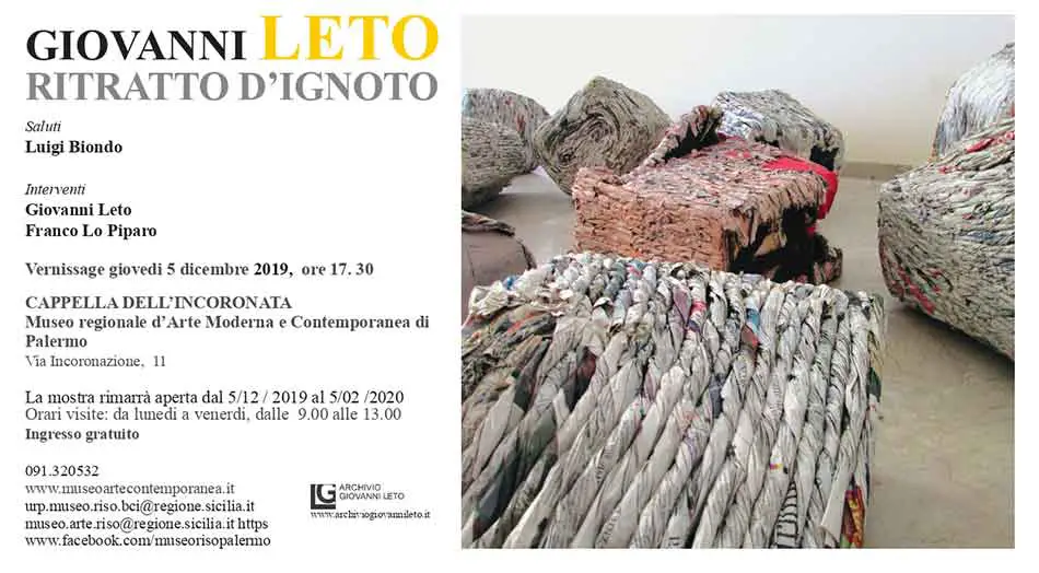 Mostra Giovanni Leto. Ritratto dignoto Palermo